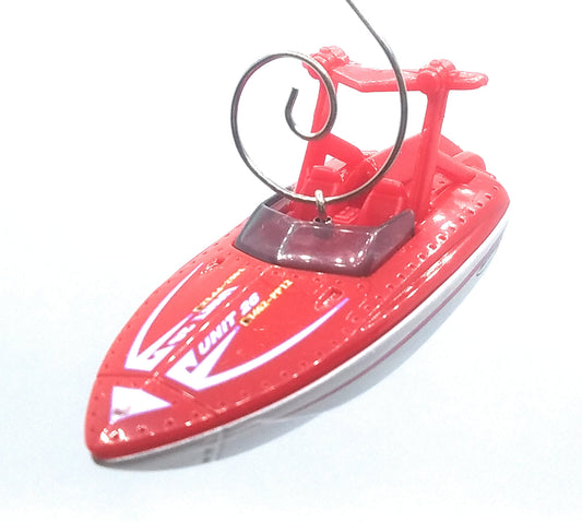 Fire Dept Speed Boat Red White Christmas Ornament