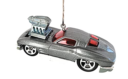 1963 Chevy Corvette Silver Red Christmas Ornament