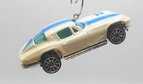 Chevy Corvette Stingray White Blue Stripe Christmas Ornament