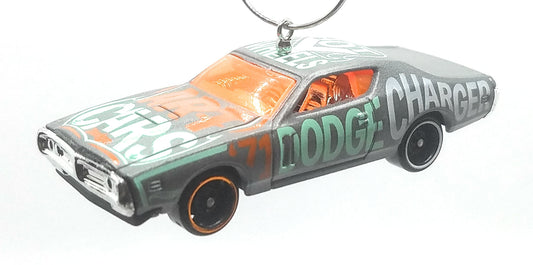 1971 Dodge Charger Grey Orange Teal Christmas Ornament