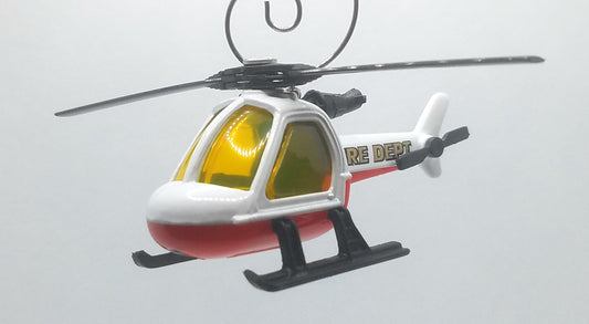 Fire Department Helicopter White/Fire Dept Decal Christmas Ornament