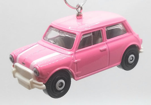 Austin Mini Cooper Pink White Christmas Ornament