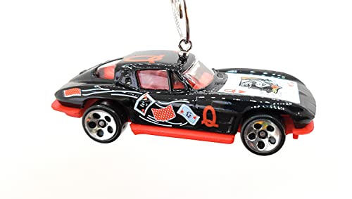 1963 Chevy Corvette Queen of Hearts Black Christmas Ornament