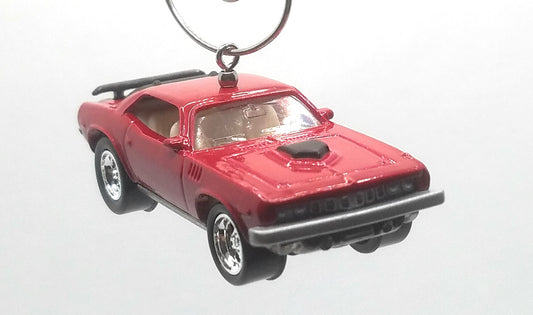 1971 Plymouth Hemi Cuda Barracuda Red Black/Blue Interior Christmas Ornament