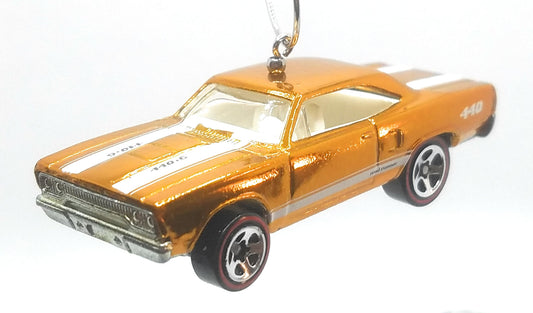 1970 Plymouth Roadrunner Gold/White Stripes Christmas Ornament