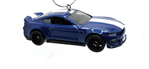 Ford Shelby GT350R Mustang Blue White Stripe Christmas Ornament