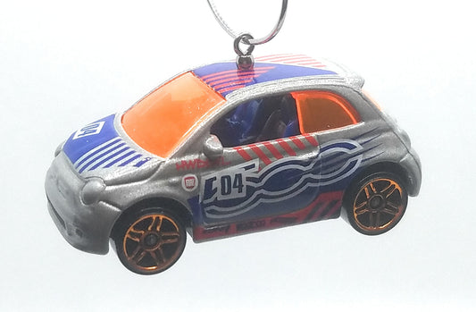 Fiat 500 Grey Blue Orange Christmas Ornament