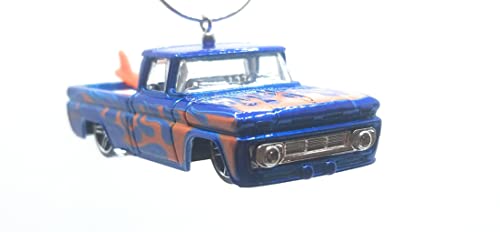 1962 Chevy 409 Pickup Truck Blue Orange Flames Christmas Ornament