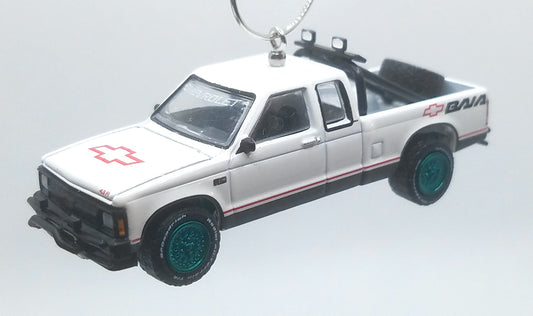 1991 Chevy S10 Baja White Black Green Rims Ltd Ed Christmas Ornament