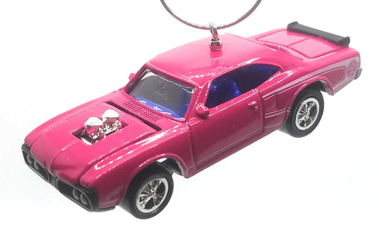 1970 Dodge Super Bee Pink White Stripes Christmas Ornament