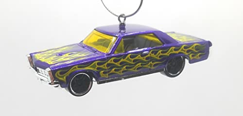 1965 Pontiac GTO Purple Yellow Green Flames Christmas Ornament