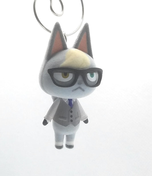 Animal Crossing Raymond Gray Cat with Glasses Christmas Ornament