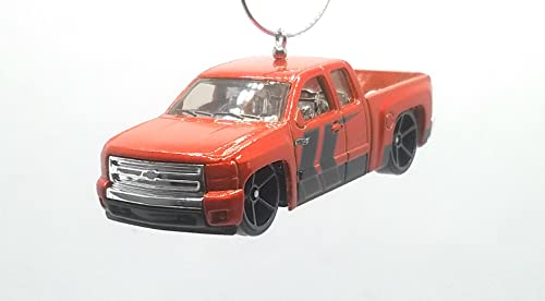 Chevy Silverado Lowered Red-Orange Christmas Ornament