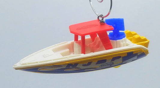 Speed Fire Boat Yellow White Red Christmas Ornament