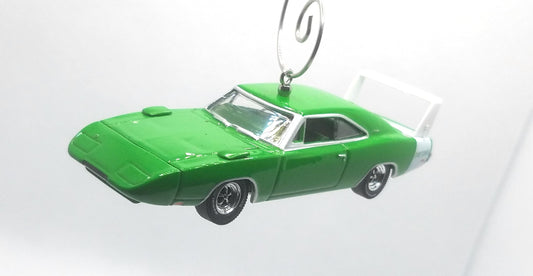 1969 Dodge Charger Daytona Green White Christmas Ornament