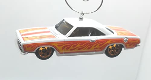 1968 Plymouth Barracuda Formula S White Red Flames Christmas Ornament