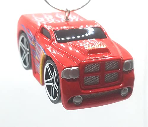 Dodge Ram Pickup Truck Tooned Red Flames Christmas Ornament