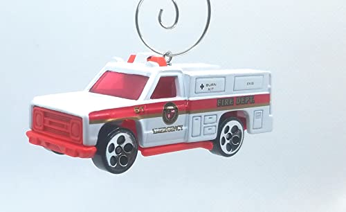 Fire Dept Paramedic Truck White Christmas Ornament