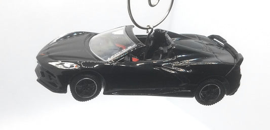2020 Chevy Corvette C8 Black w Chrome Wheels GL Christmas Ornament