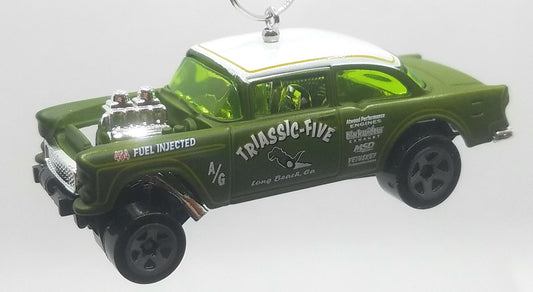 1955 Chevy Bel Air Gasser Green White Christmas Ornament