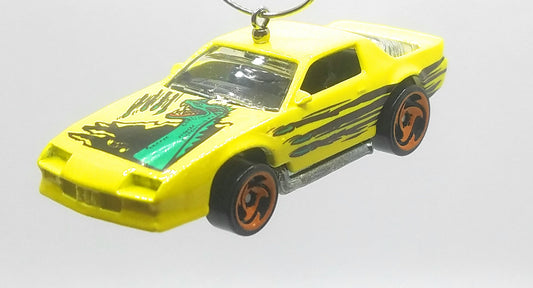 Blown Chevy Camaro Yellow Green Dinosaur Decal Christmas Ornament