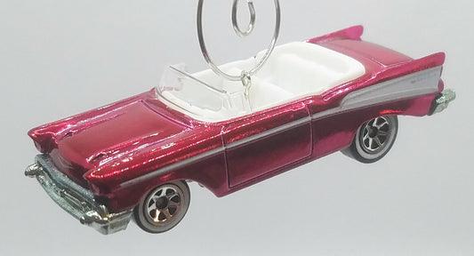 1957 Chevy Convertible Pink White Christmas Ornament