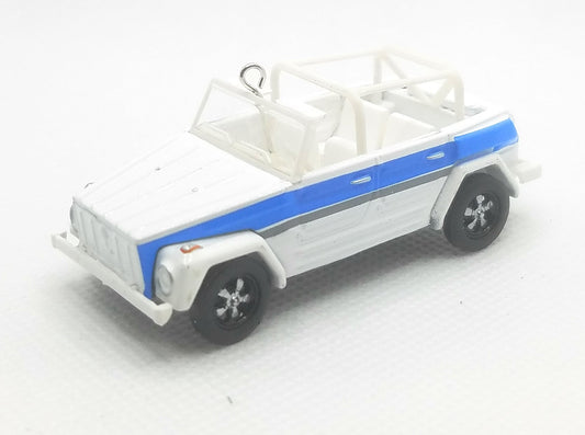 1974 Volkswagen Type 181 Thing White Blue Christmas Ornament