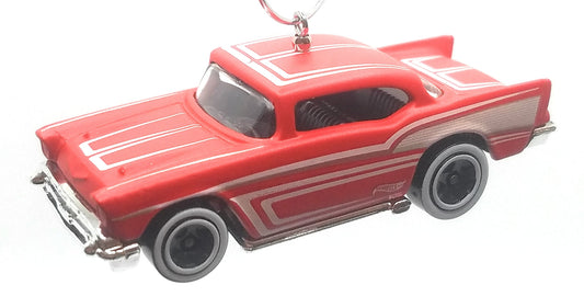 1957 Chevy Red White with Whitewall Tires Christmas Ornament