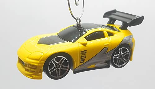 Tooned Toyota Supra Yellow Black Christmas Ornament