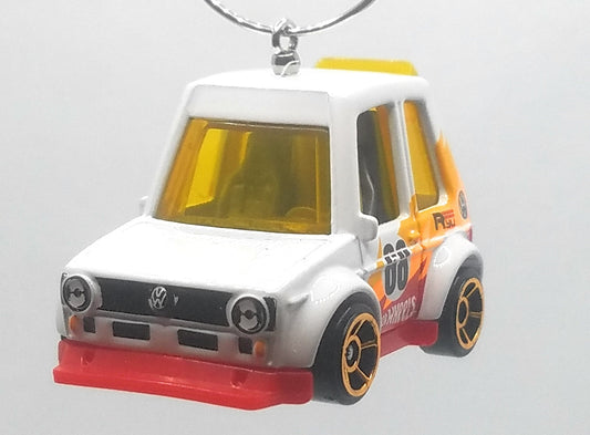 Tooned Volkswagen Golf Mk1 White/66 Decal Christmas Ornament