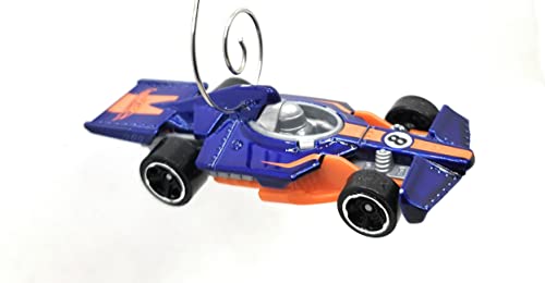 Grand Prix Race Car Blue Orange Christmas Ornament