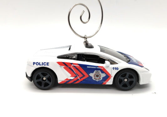 Lamborghini Gallardo Police Car Custom  Diecast White Christmas Ornament