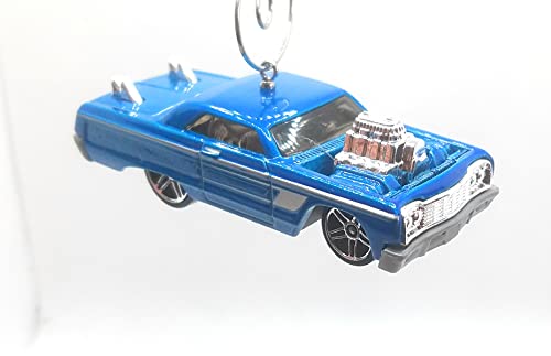 1964 Chevy Impala Big Engine Blue White Christmas Ornament