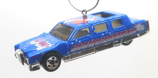 Limo Limosine Blue With Cartoon Punch Decal Christmas Ornament