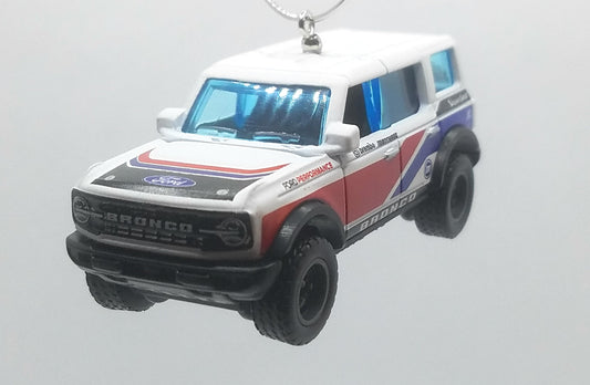 2021 Ford Bronco White Red Blue Christmas Ornament