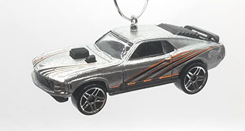 Ford Mustang Mach 1 Grey Black Orange Stripes Christmas Ornament