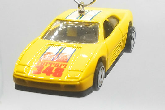 Ferrari 348 Yellow White Stripes Christmas Ornament