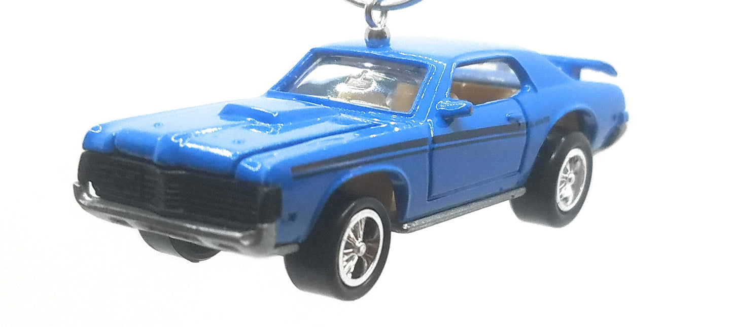 1969 Mercury Cougar Eliminator Blue Black Side Stripes Christmas Ornament