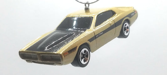 1974 Dodge Charger Light Gold Black Hood Christmas Ornament