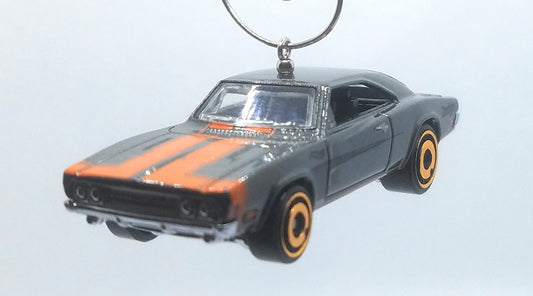 1969 Dodge Charger 500 Grey/Orange Stripes Christmas Ornament