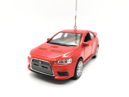 Mitsubishi Lancer Evolution X Large Custom  1:34 Diecast Red Christmas Ornament