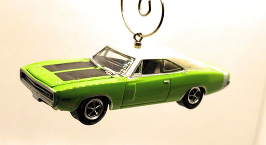 1970 Dodge Charger Hemi RT Light Green White Christmas Ornament