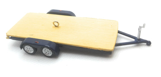 Flatbed Trailer Car Hauler Blue Beige Christmas Ornament