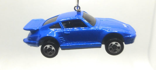 Porsche 930 Blue Christmas Ornament