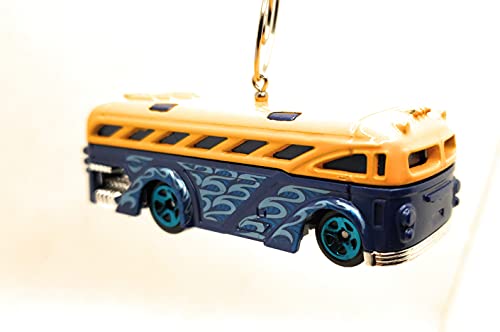 Surfin School Bus  Blue Yellow Christmas Ornament