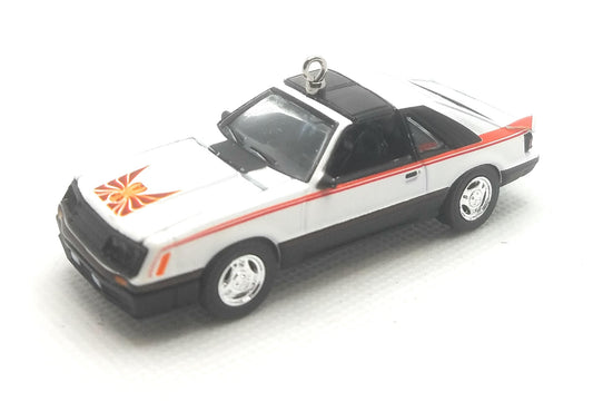 1981 Fod Mustang Cobra White Red Stripe Christmas Ornament