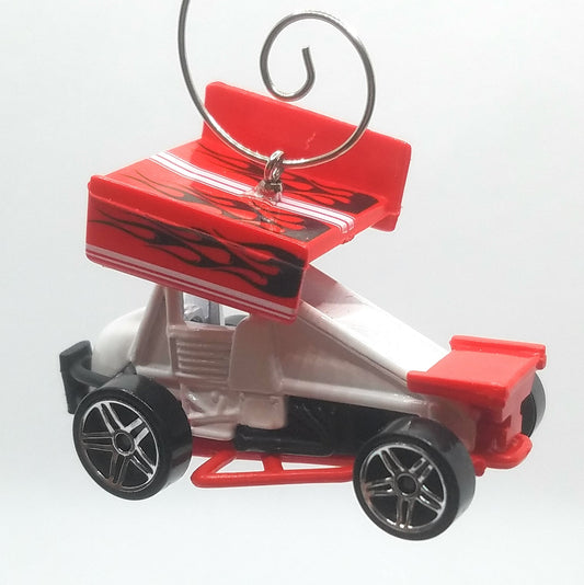 Sprint Car Slideout Red White Christmas Ornament