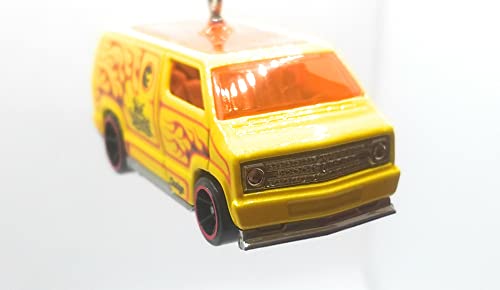 1977 Dodge Van Yellow Red Flames Christmas Ornament
