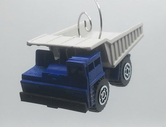 Dump Truck Blue Grey Christmas Ornament
