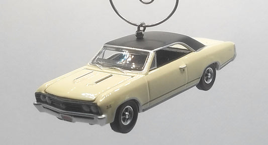 1967 Chevy Chevelle SS White/Black Roof Christmas Ornament